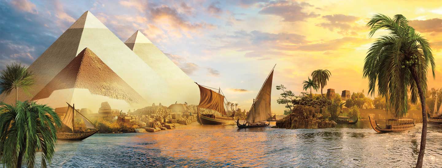 Digital Egypt of Ancient Egypt with the Nile River running through